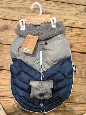 Arcadia Insulated Dog Coat in Gray and Navy